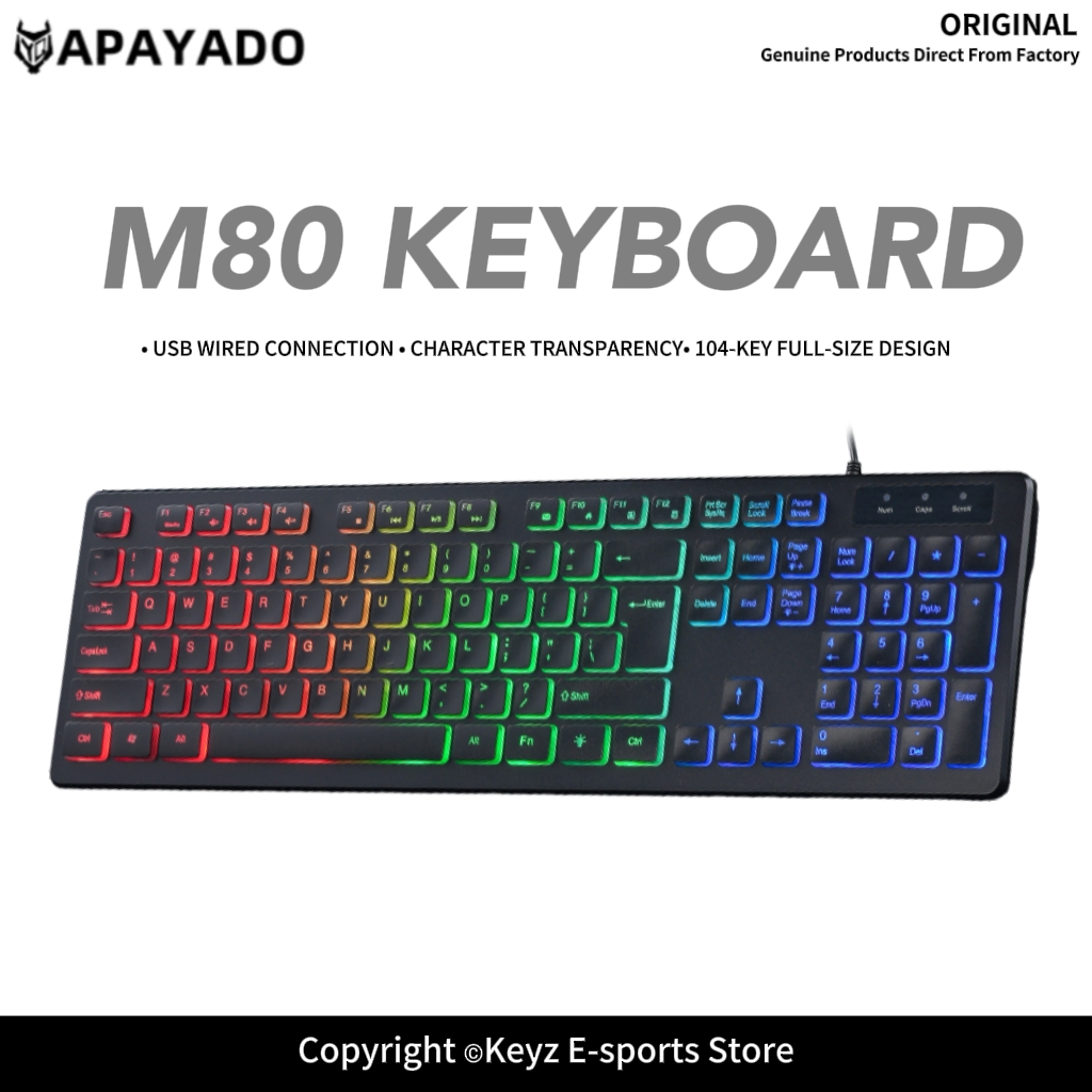 Keyboard Gaming Blue Switch - M80 ultradunne bedrade gamingtoetsenbord APAYAD0 LED-licht