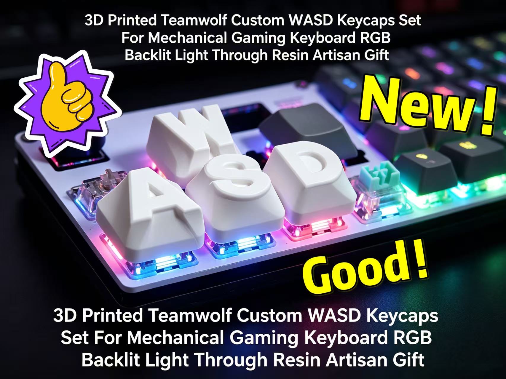 2026 3D-geprinte Teamwolf Cust - Gaming Keyboard 2026 recensie en prijs